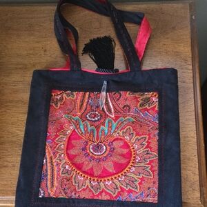 Elegant Black and Red Tote Bag